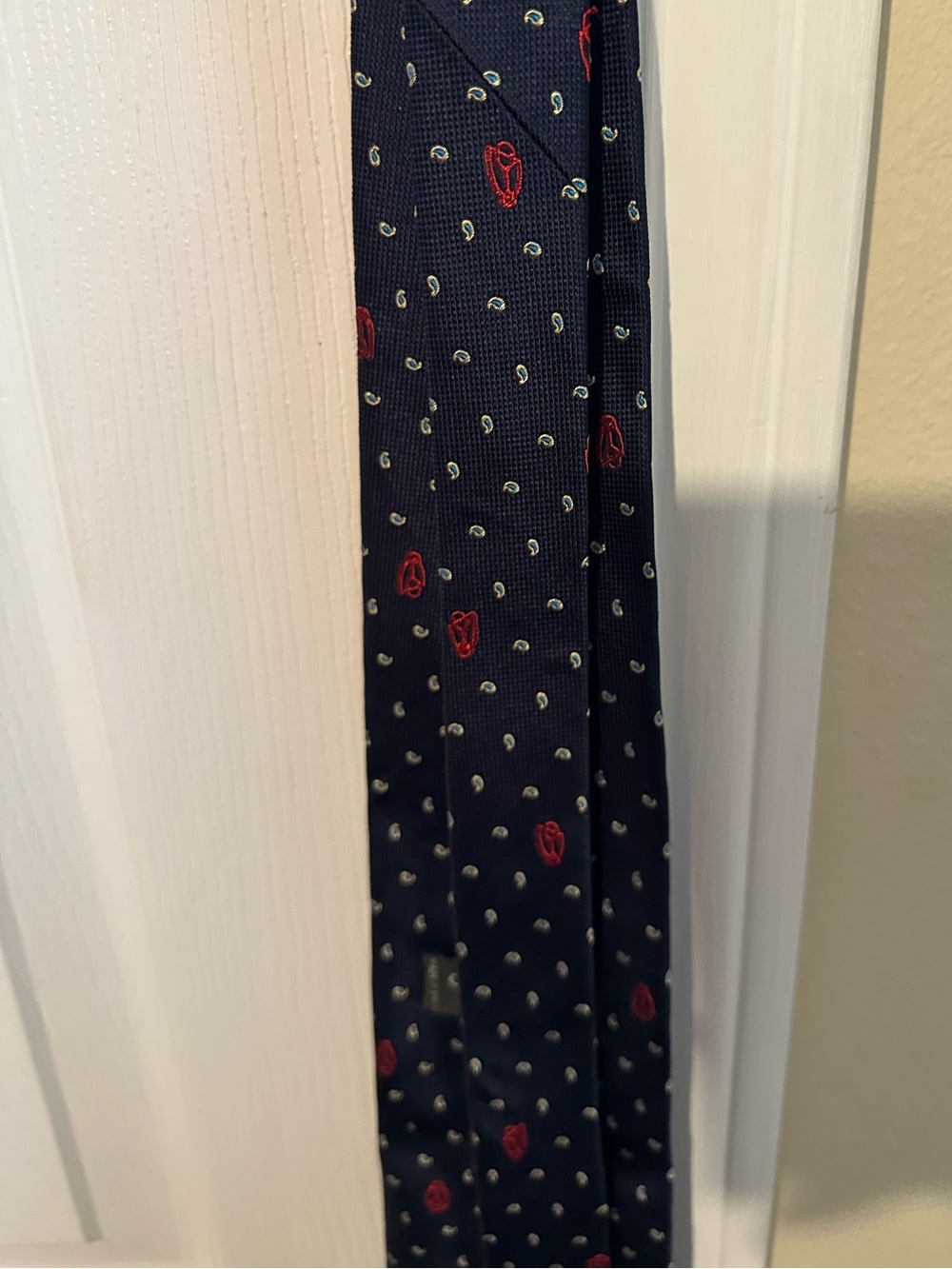 Vintage Celine Paris Pure Silk Navy Equestrian Paisley Logo Tie - Picture 12 of 12